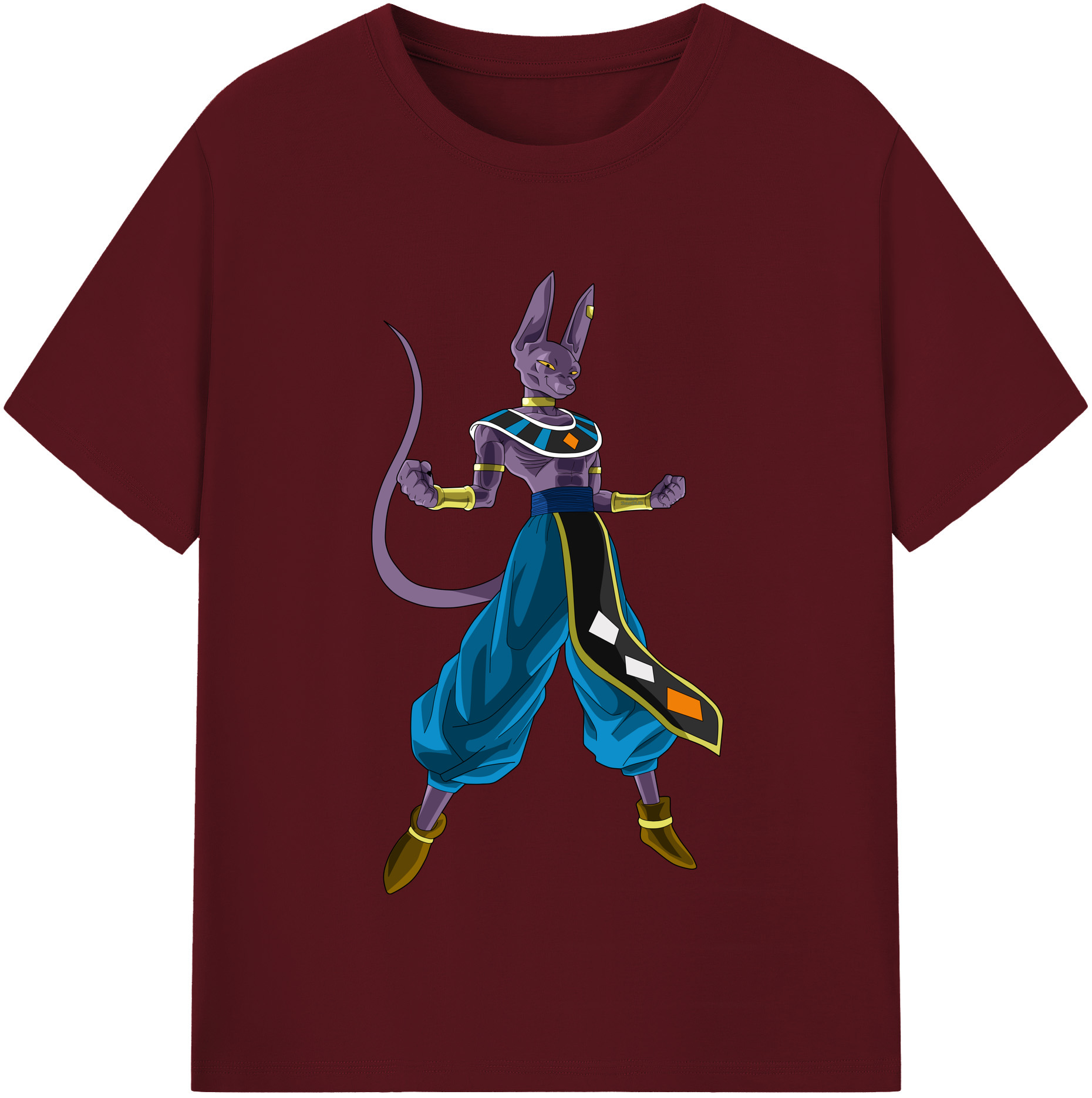 （画像用） ドラゴンボール ビルス 破壊神ビルス DRAGON BALL Beerus Birusu 綿100％半袖Tシャツ（フロントプリント）